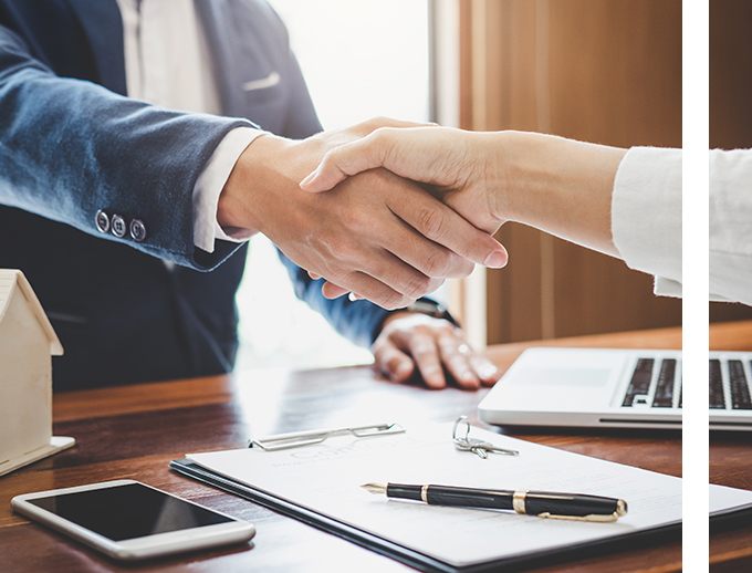 handshake with loan lender