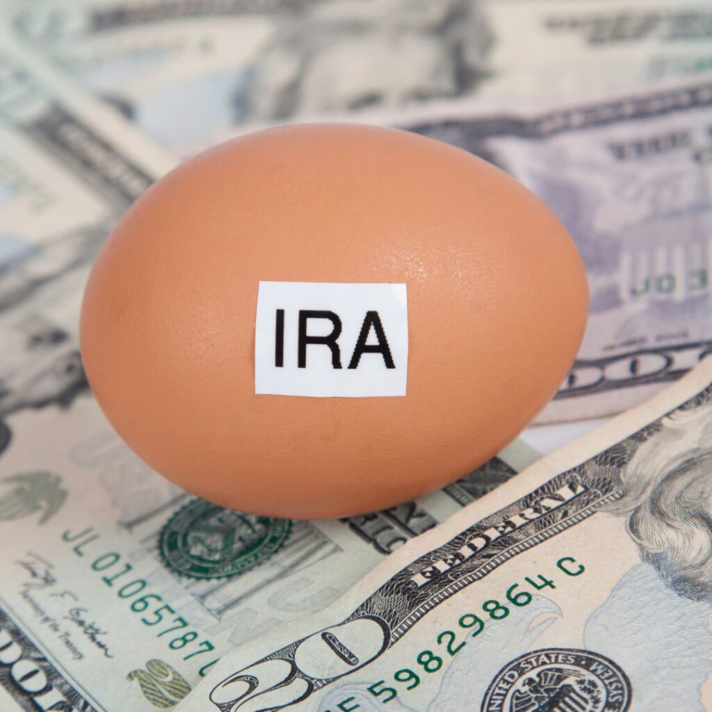 "IRA" label sticker on egg