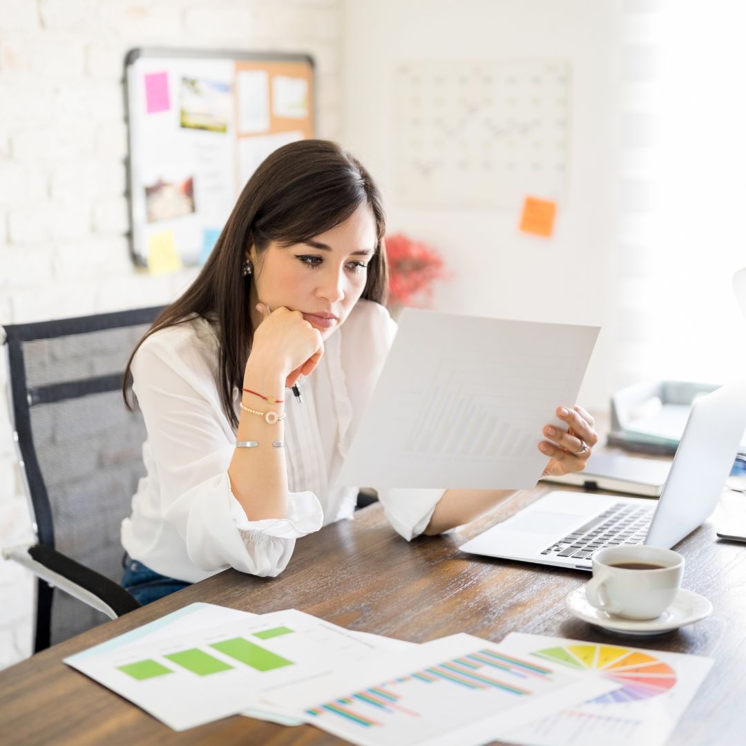 Woman looking through paperwork