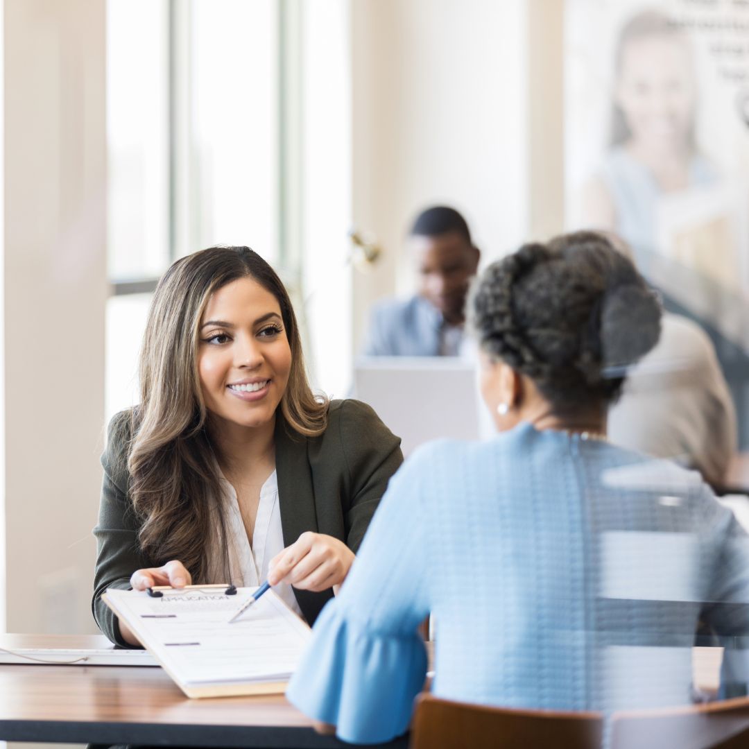 business woman explaining contract