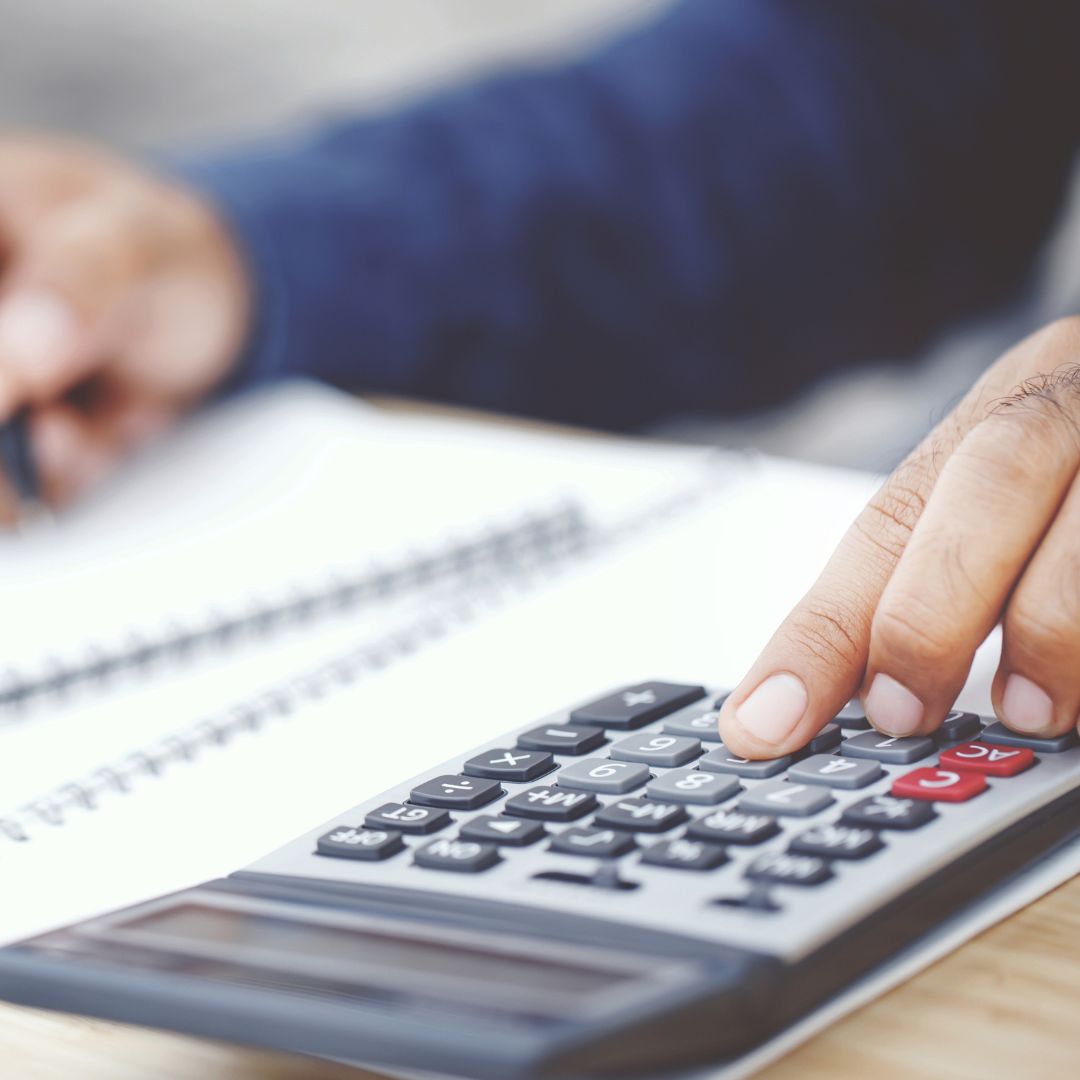 person using a calculator