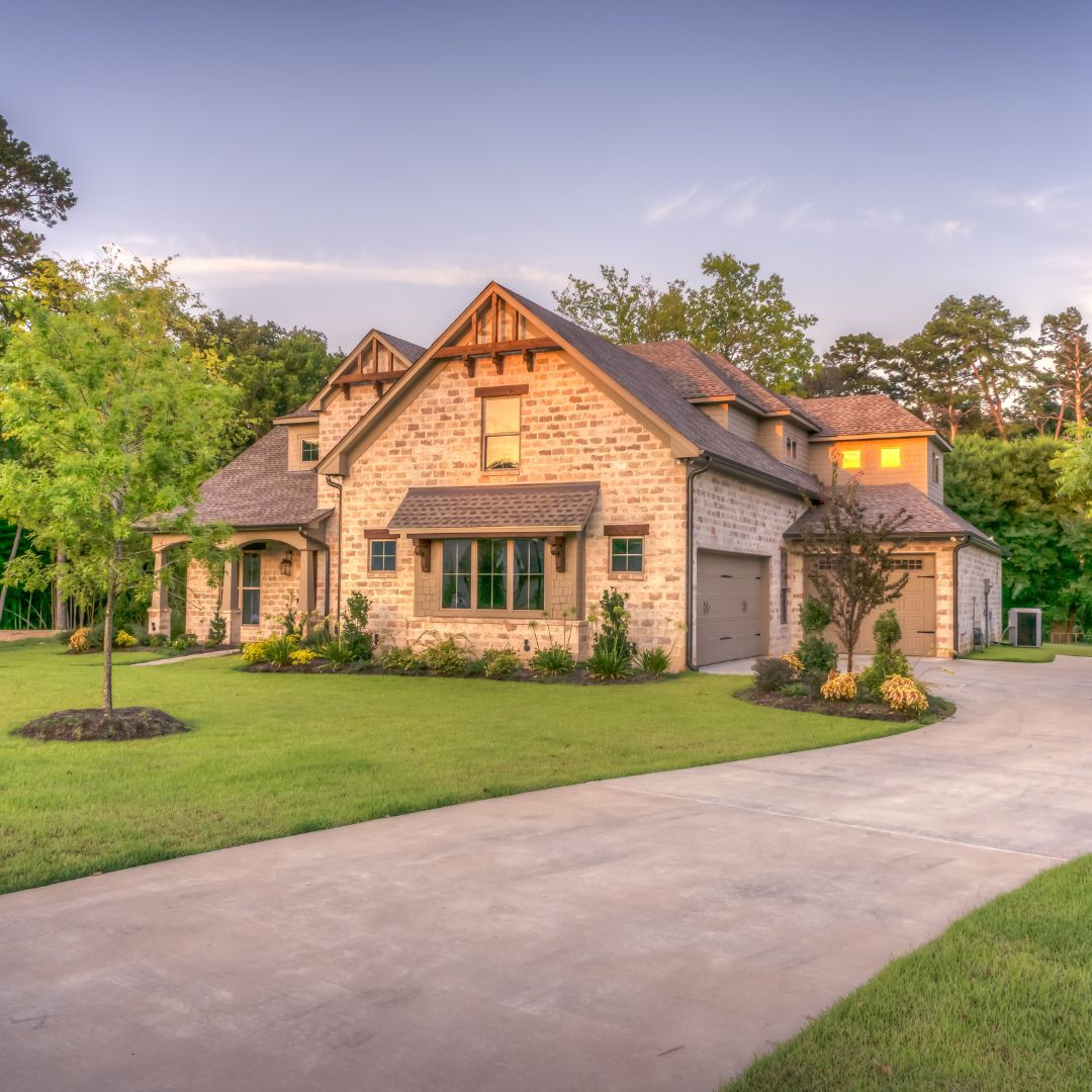 a stone home shining in the sun