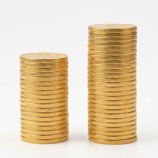 Stacks of coins visually demonstrating the 1.25 income-to-debt ratio.