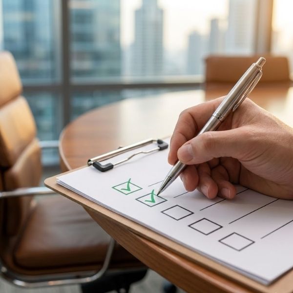 Clipboard with a checklist representing the process of qualifying for a non-recourse loan.