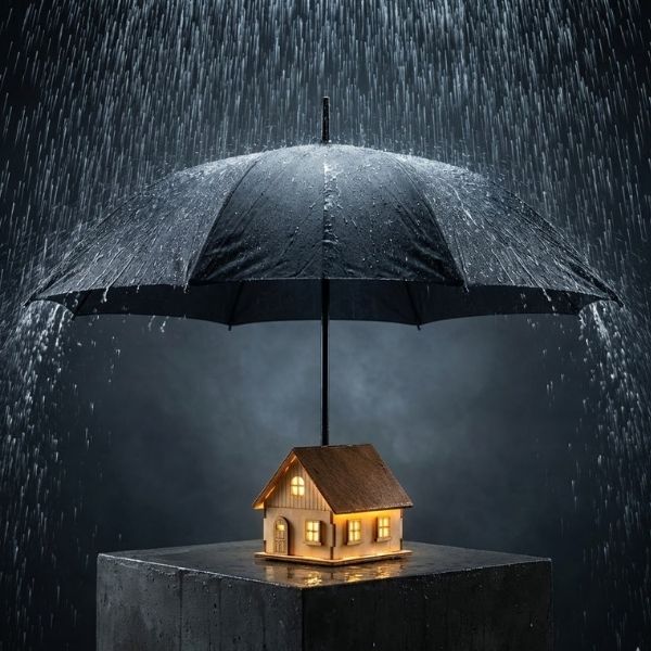Umbrella shielding a house representing the Solo 401k exemption from UDFI taxes.